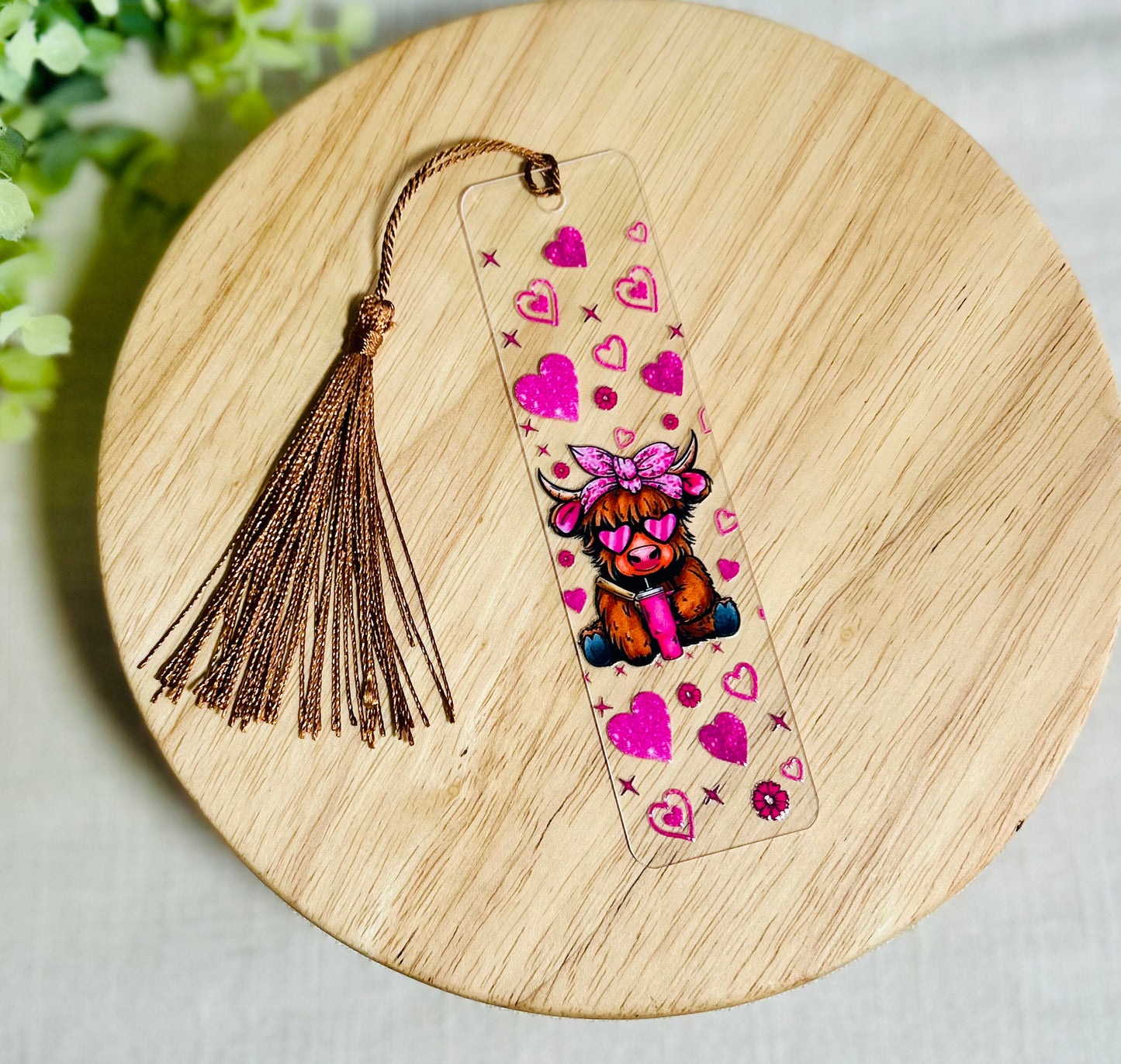 Hearts & Cow Acrylic bookmark