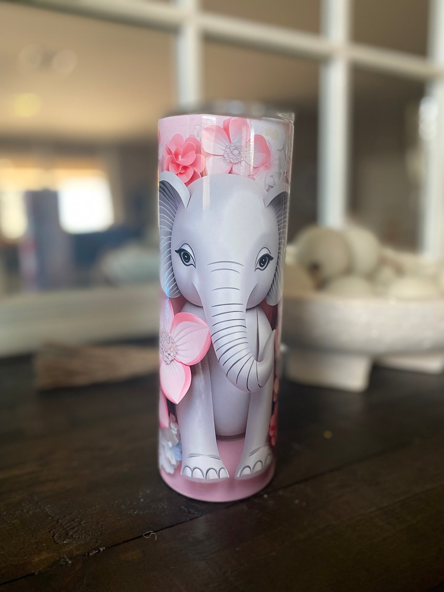 3D Elephants and Flower