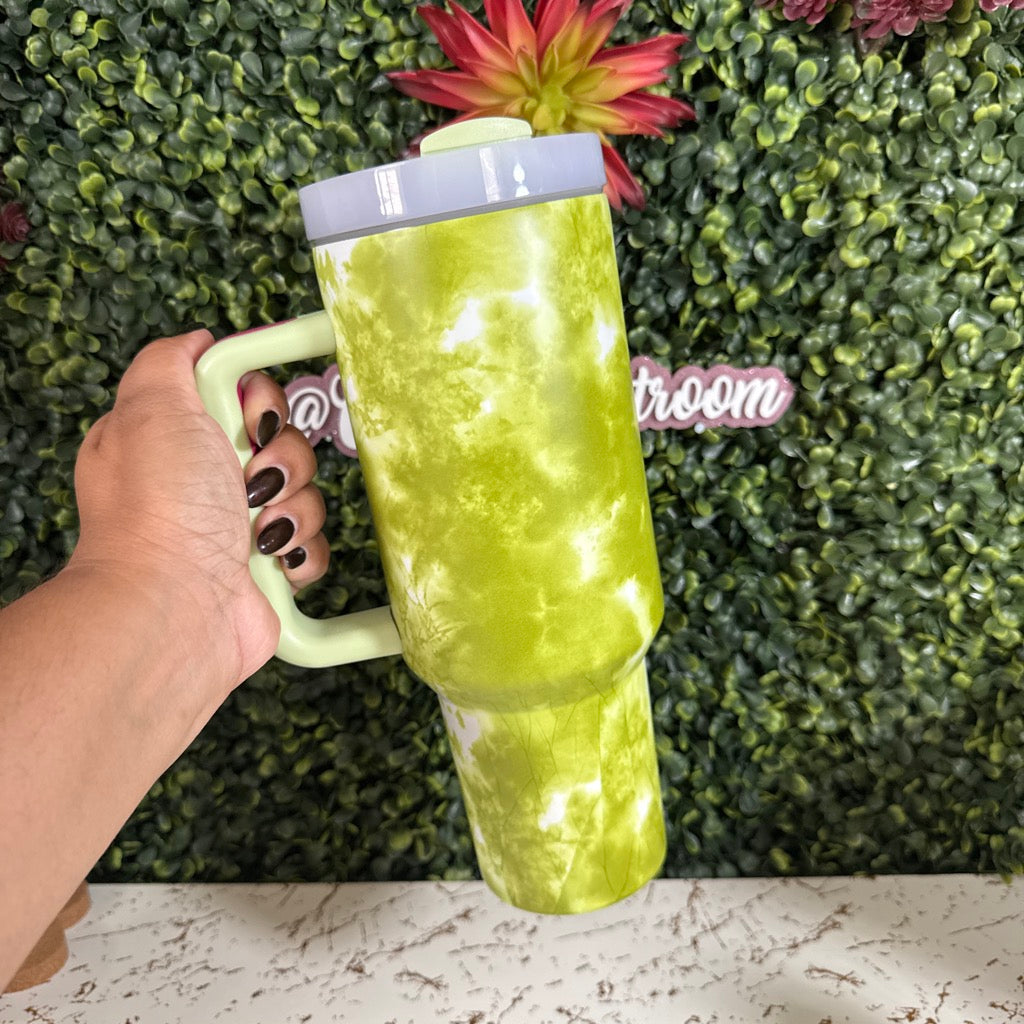 Green tie-die 40oz