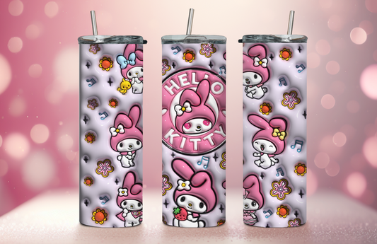 Pink Kitty Friend 3D 20oz Tumbler