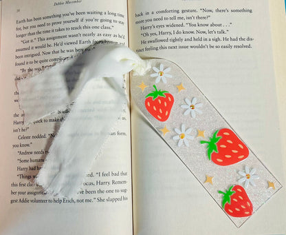 Strawberry & Daisy acrylic bookmark