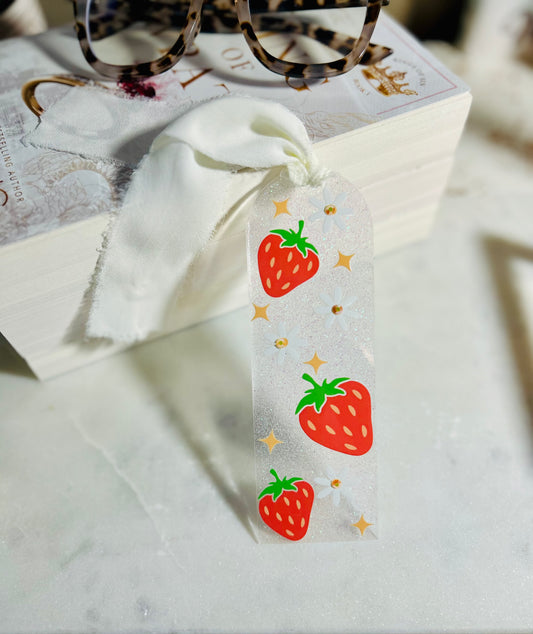 Strawberry & Daisy acrylic bookmark